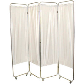 Standard 3-Panel Privacy Screen with Casters, 6 mil Vinyl Panels, 48"W x 68"H, White