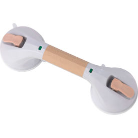 Suction Cup Grab Bar, 12"L, White and Beige