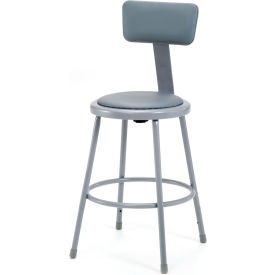 25"-33" Height Adjustable Vinyl Padded Stool with Backrest - Gray