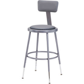 Height Adjustable Vinyl Padded Stool with Backrest - Gray