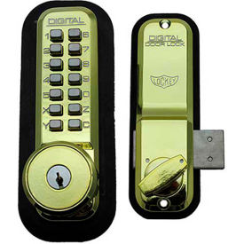 Digital Door Lock 2200 Surface/Rim Mount with Key Override, Bright Brass