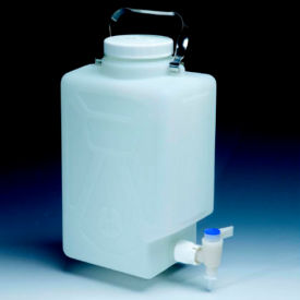 Rectangular Fluorinated HDPE Carboy with Spigot, 20L, 1 Each