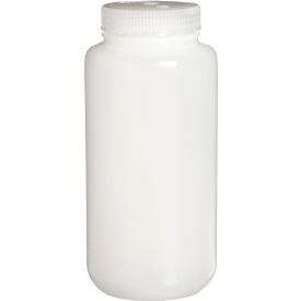 Wide-Mouth HDPE Economy Bottles with Closure, 1L, Case of 24
