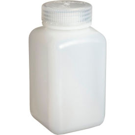 Square Wide-Mouth HDPE Bottles with Closure, 250mL, Case of 72