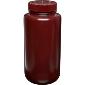 Nalgene Wide-Mouth Amber HDPE Bottles, 500mL, Case of 48