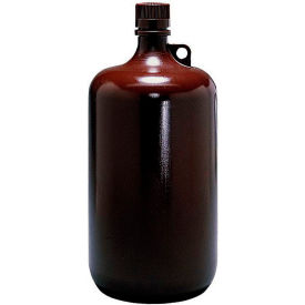 Large Narrow-Mouth Amber Bottles, 4 Liter, Case of 6