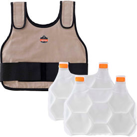 Chill-Its 6230 Phase Change Standard Cooling Vest with Packs, Khaki, L/XL