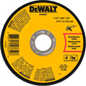 Metal Cutting Wheel Type 1 4-1/2" x 7/8" Aluminum Oxide 60 Grit, 25/Pack