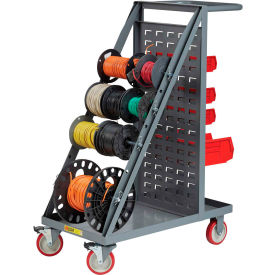 Wire Reel Cart, Louvered Panel Back, Non-Marking Polyurethane Wheels