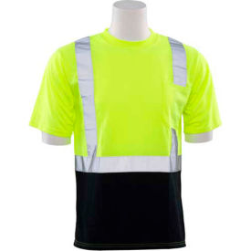 Short Sleeve T-Shirt, ANSI Class 2, 3XL, Hi-Viz Lime/Black
