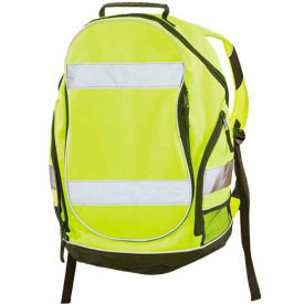 ERB Backpack with Reflective Stripes & Adjustable Straps, Polyester, Hi-Viz Lime