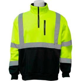 Aware Wear W379 Sweatshirt with 1/4th Zipper, ANSI Class 3, 2XL, Hi-Viz Lime/Black