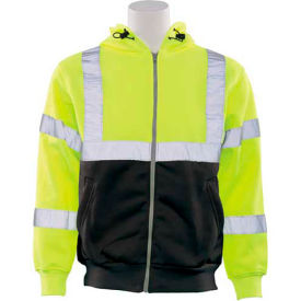 Aware Wear W375B Hooded Sweatshirt with Zipper, ANSI Class 3, 5XL, Hi-Viz Lime/Black