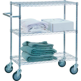 Mobile Linen Cart with 3 Wire Shelves, 36"L x 18"W x 42"H