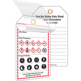 GHS Style Self-Laminating Workplace Tags, Printed, 24/Pack