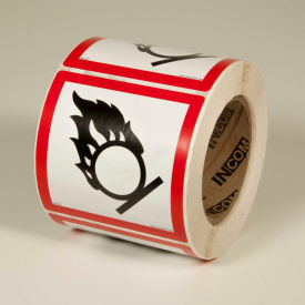 "GHS "Flame Circle" Pictogram Label, 4" x 4", 500/Roll"