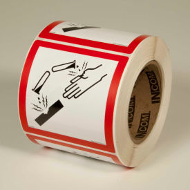 "GHS1260 GHS "Corrosive" Pictogram Label, 4" x 4", 500/Roll"