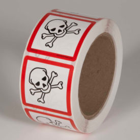 GHS "Skull & Crossbones" Pictogram Label, 2" x 2", 500/Roll