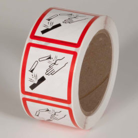 GHS "Corrosion" Pictogram Label, 2" x 2", 500/Roll
