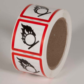 "GHS "Flame Circle" Pictogram Label, 2" x 2", 500/Roll"