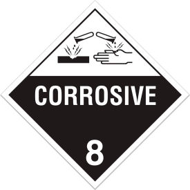 Class 8 Corrosive Adhesive Vinyl Placard, 100 Pack