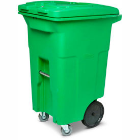 Organic Waste Trash Cart w/Casters, 64 Gallon, Organic Green