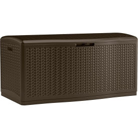 Resin Wicker Outdoor Storage Deck Box 124 Gallon 52-3/4"L x 29"W x 26"H Java