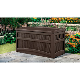 Outdoor Deck Box with Seat and Rollers 73 Gallon 46"L x 23-5/8"W x 25-1/2"H Mocha