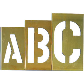 8" Brass Interlocking Stencil Gothic Style Letters, 33 Piece Kit