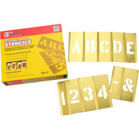 6" Brass Interlocking Stencil Letters and Numbers, 45 Piece Set