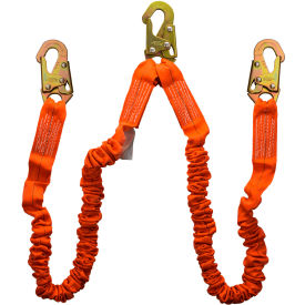 Guardian 4-1/2 to 6' Double Leg Internal Shock Stretch Lanyard Snap Hook