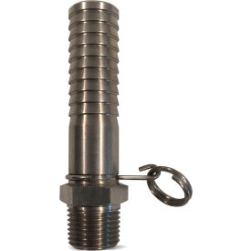 Non-Swivel Hose Adapter, Stainless Steel, 1/2 NPT x 3/4 Hose Barb