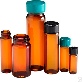Pre-Cleaned Amber Glass Screw Thread Sample Vials, 1 dram (4ml), Case of 144