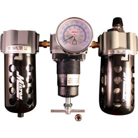 1100Deluxe Filter/Regulator/Lubricator,
Poly. Bowl w/Metal Guard,
1/4" NPT,
150 PSI,
40 Micron