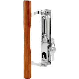 Prime-Line Keyed Sliding Door Handle Set With Wood Pull And Key, Chrome, Diecast