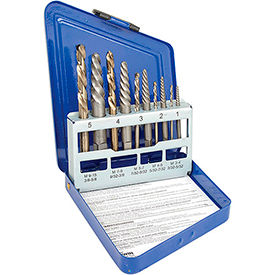10-pc Spiral Extractor & Drill Bit Set in Metal Index
