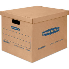 SmoothMove Classic Small Moving Boxes, 15"L x 12"W x 10"H, Kraft/Blue, 20/Pack
