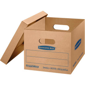 SmoothMove Classic Small Moving Boxes, 15"L x 12"W x 10"H, Kraft/Blue, 15/Pack