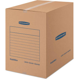 SmoothMove Basic Large Moving Boxes, 18"L x 18"W x 24"H, Kraft/Blue, 15/Pack