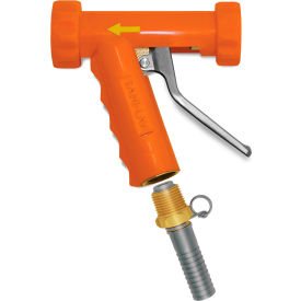 Large Industrial Spray Nozzle, Safety Orange w/Brass Swivel Hose Adapter