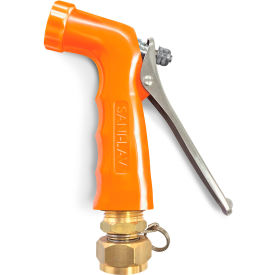 Small Reinforced Industrial Spray Nozzle with Swivel Hose Adapter-Safety Orange