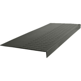 Rubber Raised Circular Stair Tread Square Nose 12.06" x 42" Black Brown