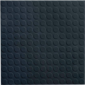 Raised Circular Design Rubber Tile 19.69" x 19.69" x .125" Black