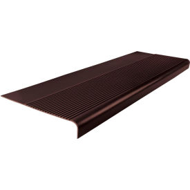 Rubber Light Duty Ribbed Stair Tread Round Nose 12.25" x 48" Brown