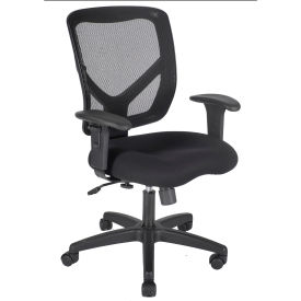 Office Room Chair - Fabric Seat with Adjustable Mesh Backrest - Black