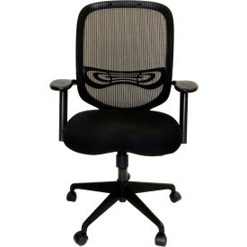 Office Chair - Fabric Seat with Adjustable Mesh Back - Black
