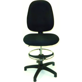 Deluxe Drafting Stool - Fabric Upholstered - High Back - Black