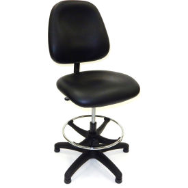 Vinyl Workbench Stool - Mid Back - Black