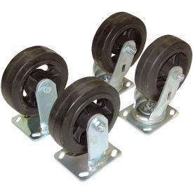 8" x 2" Mold-On-Rubber Caster Kit for Hopper - 2400 Lb. Cap.