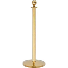 Post Rope Crowd Control Queue Sphere Ball Top Stanchion, Polished Brass Economy